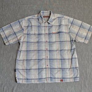 Simms Big Sky Shirt Size Large Plaid Short Sleeve Fishing Western Sun Button